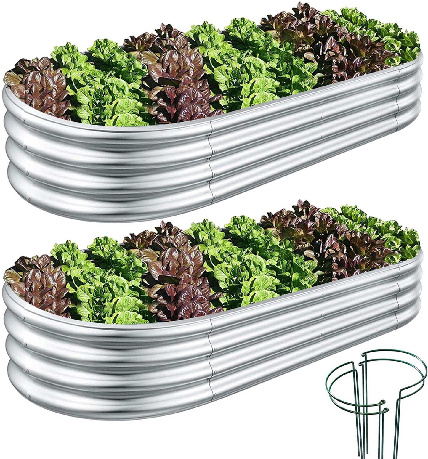COATTOA Galvanized Raised Garden Bed, Raised Garden Boxes, 2 Pcs 6×3×1ft Outdoor Galvanized Planter Box, Garden Stock Tank Outdoor with Metal Plant Stakes, Garden Beds for Vegetables Planting - Available at All In One Marketplace Canada