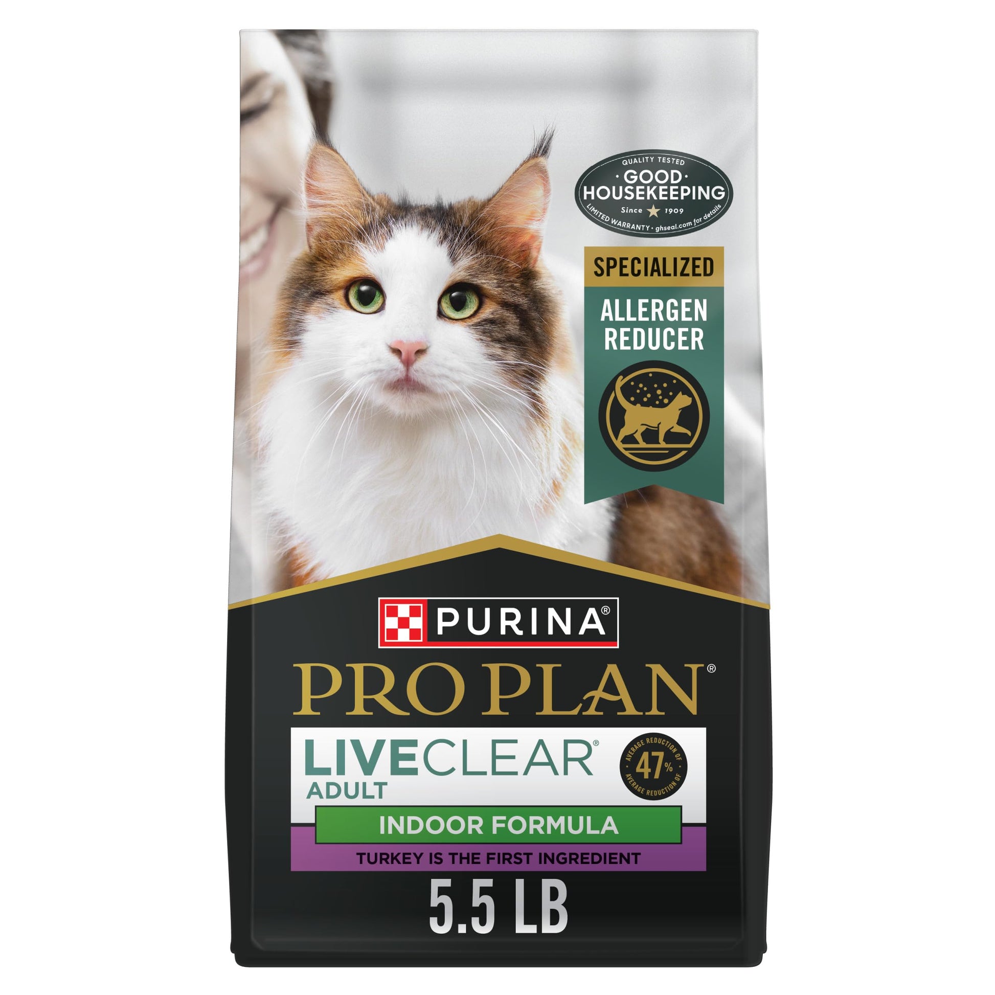 Purina Pro Plan Dry Cat Food, Specialized LiveClear Indoor Turkey & Rice - 2.49 kg Bag (1 Pack) Pro Plan