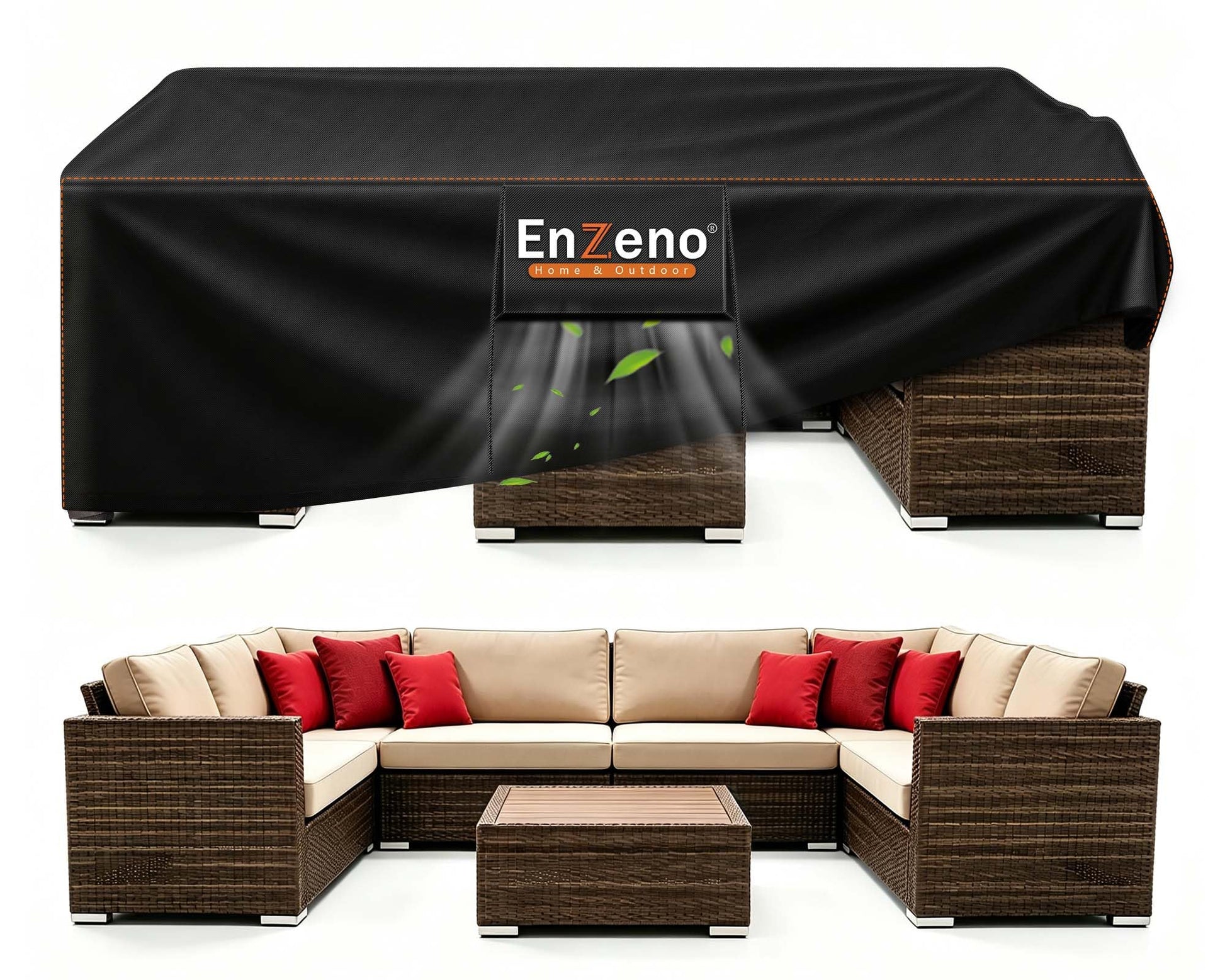 Enzeno Patio Furniture Covers Waterproof,Rectangular Outdoor Furniture Covers for Patio Table & Sofa,420D Heavy Duty Fabric Patio Set Cover with Anti-UV,No Tears(98" L x 98" W x 35" H) - Available at All In One Marketplace Canada