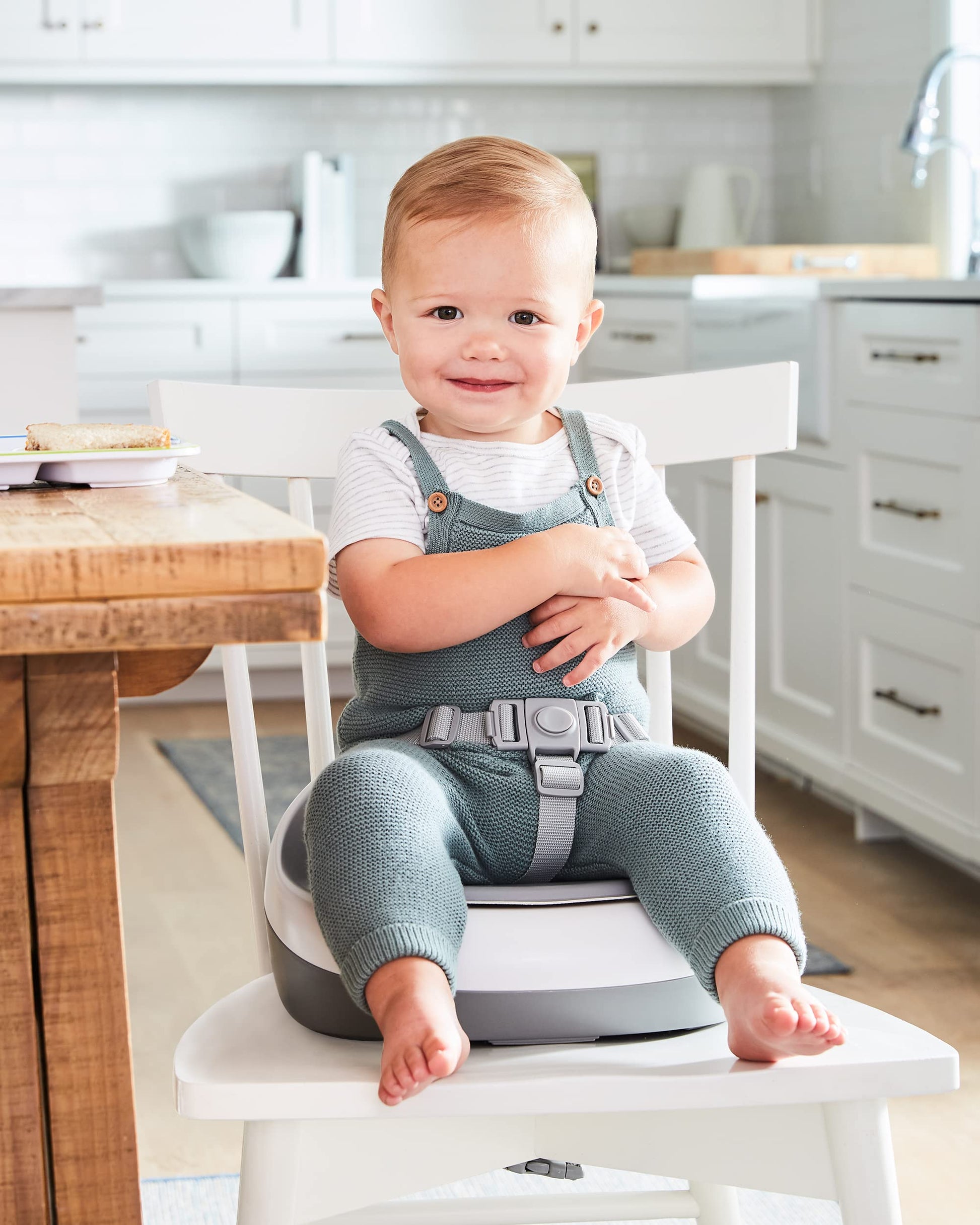 Skip Hop Booster Seat for Dining Table, Sleek Seat Booster, Grey/White Skip Hop