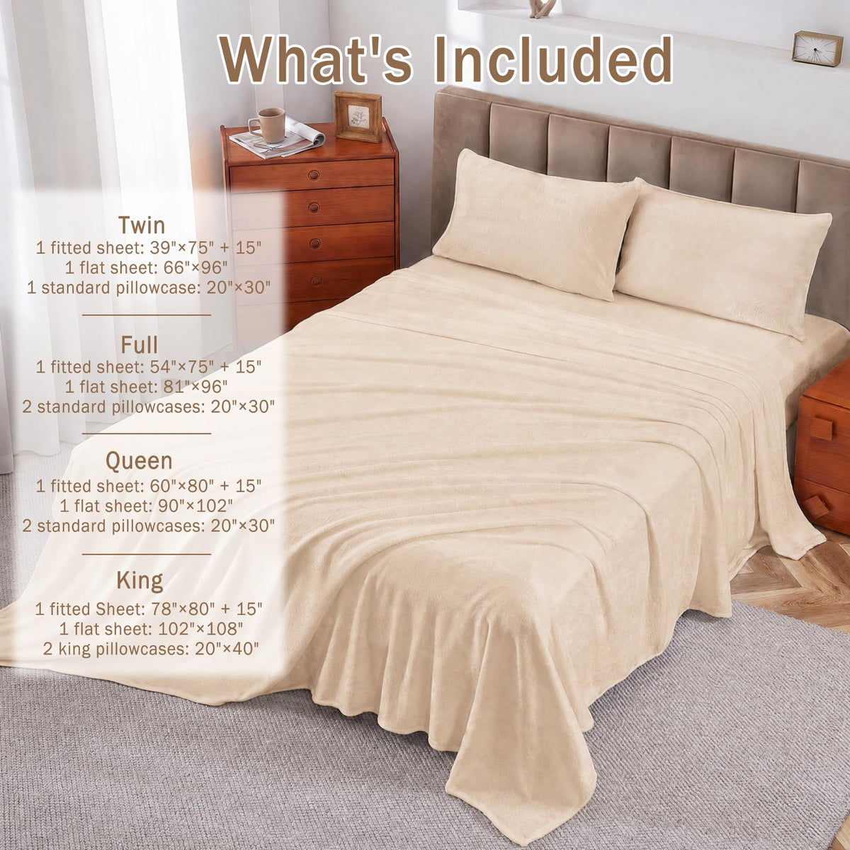 Softan Fleece Sheets, Soft as Flannel, Queen, Sand 🍁 All In One Marketplace Canada
