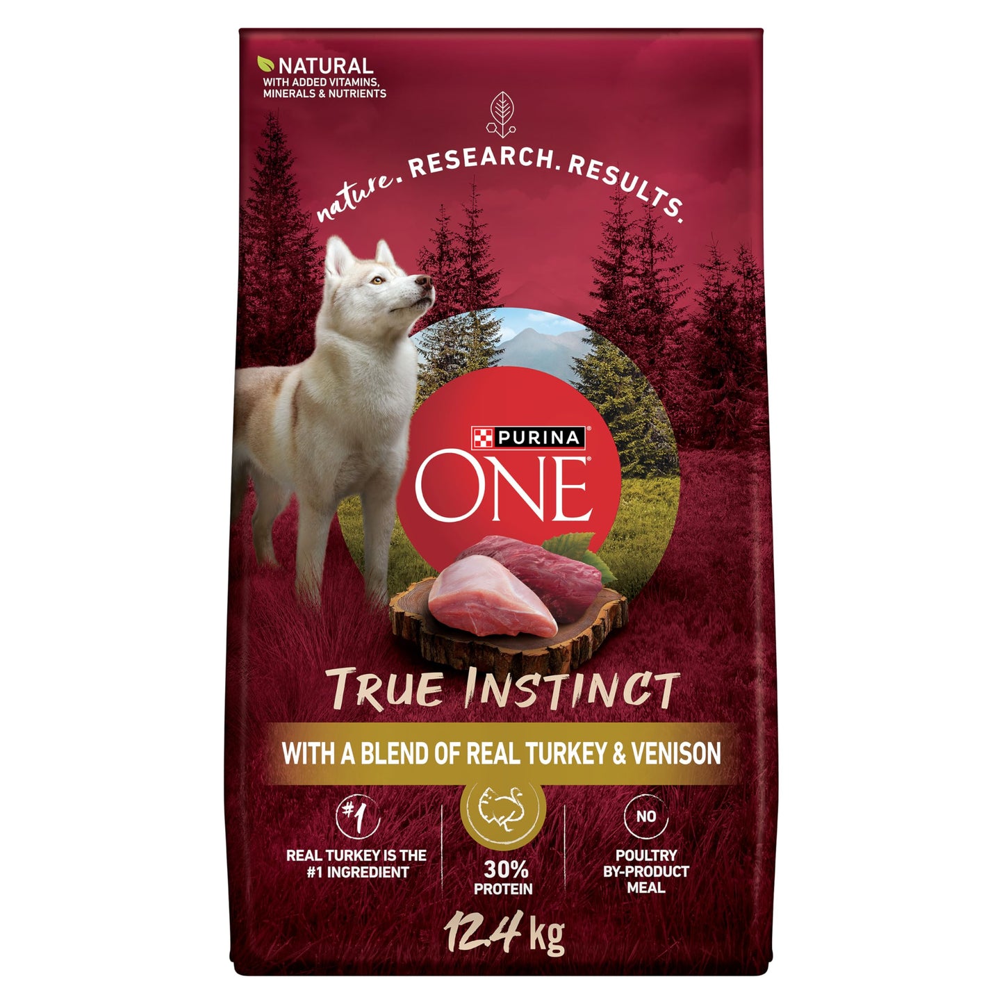 Purina ONE True Instinct High Protein Dry Dog Food, Turkey & Venison - 12.4 kg Bag (1 Pack)