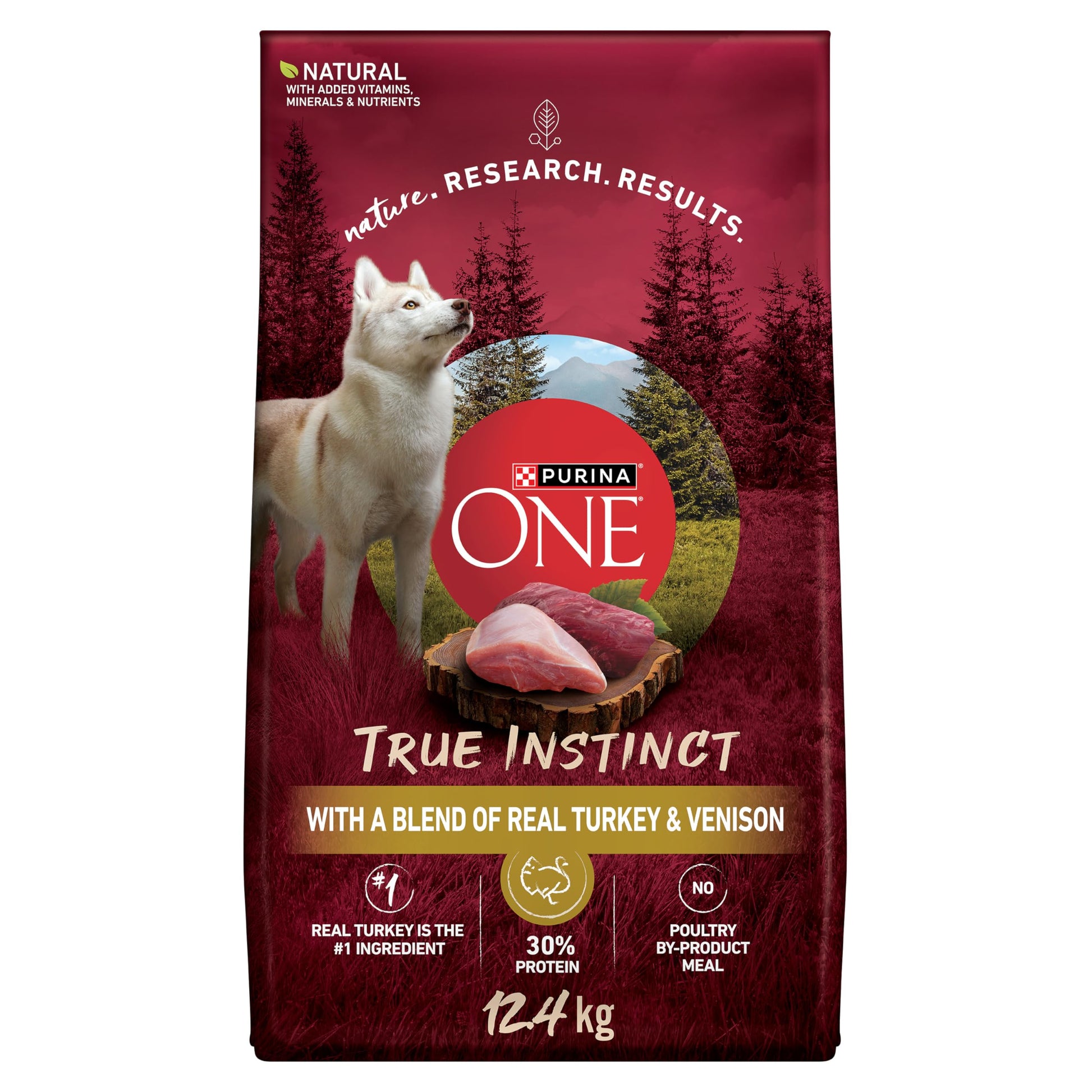 Purina ONE True Instinct High Protein Dry Dog Food, Turkey & Venison - 12.4 kg Bag (1 Pack)