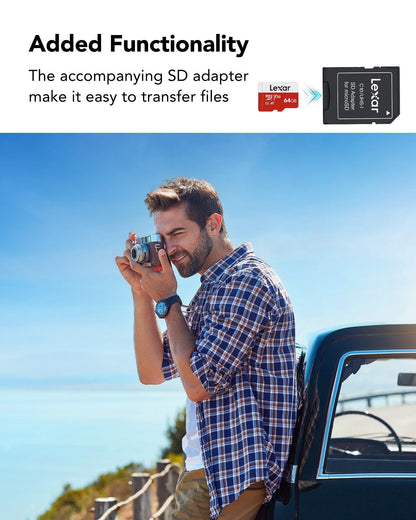 Lexar E-Series 64GB Micro SD Card, microSDXC UHS-I Flash Memory Card with Adapter, 100MB/s, C10, U3, A1, V30, Full HD, 4K UHD, High Speed TF Card - Available at All In One Marketplace Canada