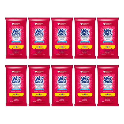 Wet Ones Antibacterial Hand Wipes, Fresh Scent, Wet Wipes, 20 Count (Pack of 10)