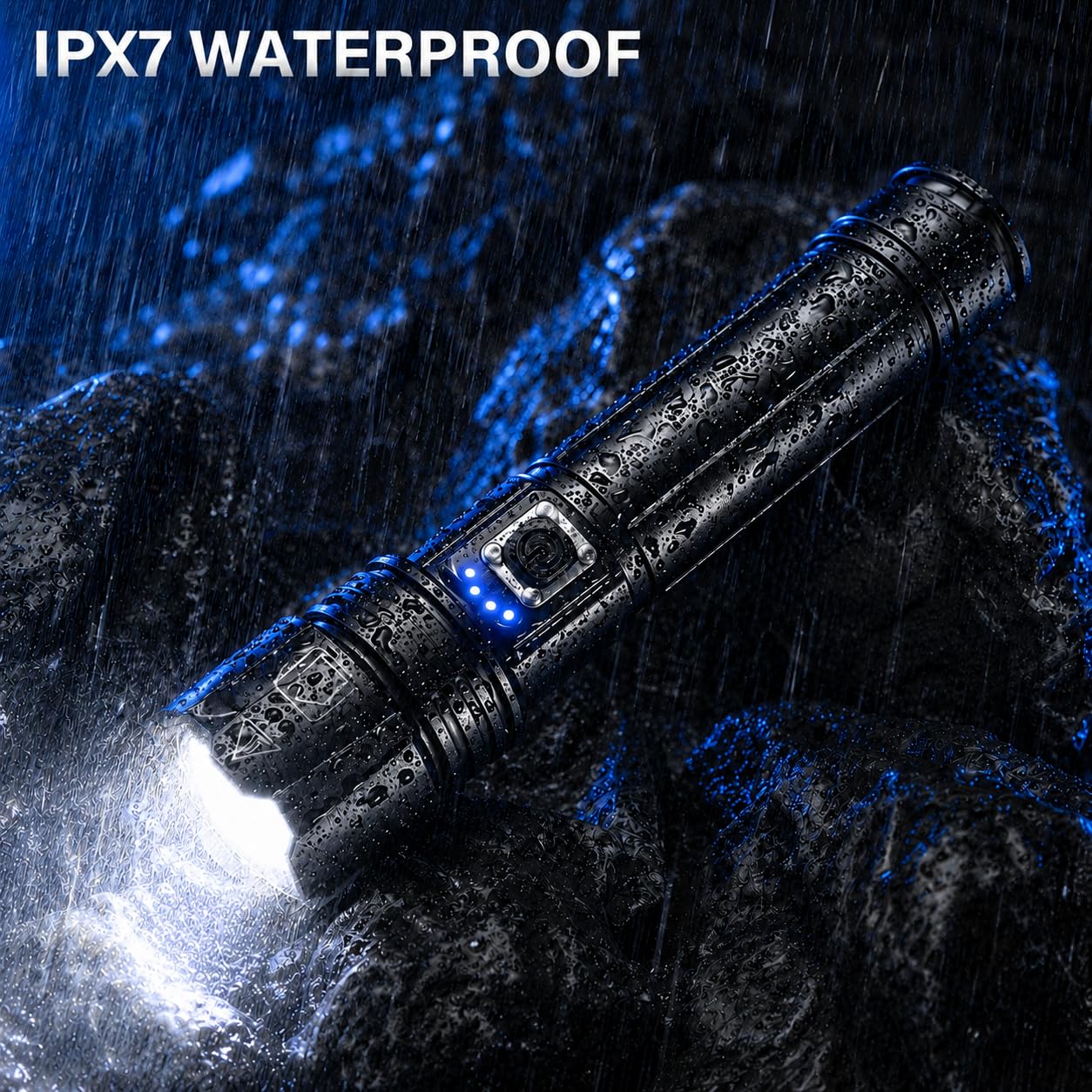 AKNEAR Rechargeable LED Flashlight High Lumens, Super Bright Flashlights with Zoomable & USB C Rechargeable & 5 Light Mode & IPX-7 Waterproof, Powerful Flash Light (2, Standard Display) - Available at All In One Marketplace Canada