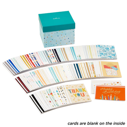 Hallmark All Occasion Boxed Set of Assorted Blank Greeting Cards with Card Organizer (Pack of 100)—Birthday, Thank You, Congratulations, Wedding, Baby, Thinking of You, Sympathy Hallmark
