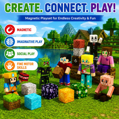 20 PCS Magnetic Action Figures Playset - Magnetic Building Blocks, Magnet Cubes and Rotatable Figures Character Toys for Kids, STEM Toys, Christmas Birthday Gift for 3+ Year Old Boys Girls 🍁 All In One Marketplace Canada