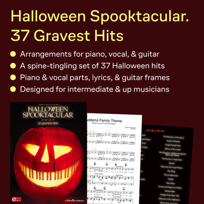 Recueil de partitions pour piano, chant et guitare « Halloween Spooktacular » | Livre de musique pour piano avec 37 succès effrayants | Collection de partitions d'Halloween pour chanteurs et pianistes | Arrangements musicaux