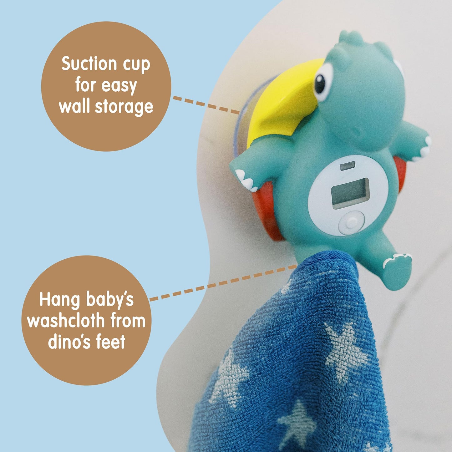 Dr. Brown's CleanUp Temposaurus Floating Bath Thermometer for Accurately Measuring Baby’s Bath Water Temperature, BPA Free Dr. Brown's