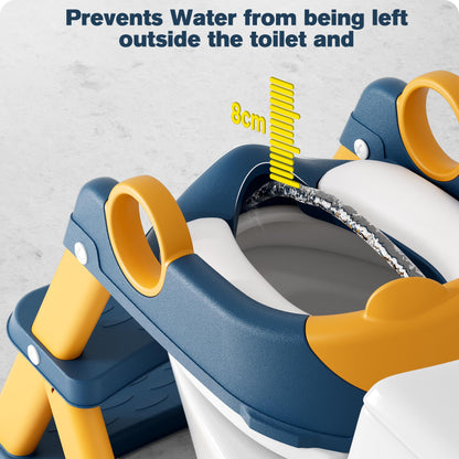 Rabb 1st Potty Training Seat, Upgrade Toddler Toilet Seat for Kids Boys Girls, 2 in 1 Potty Training Toilet for Kids, Splash Guard Anti-Slip Pad Step Stool(Blueyellow)