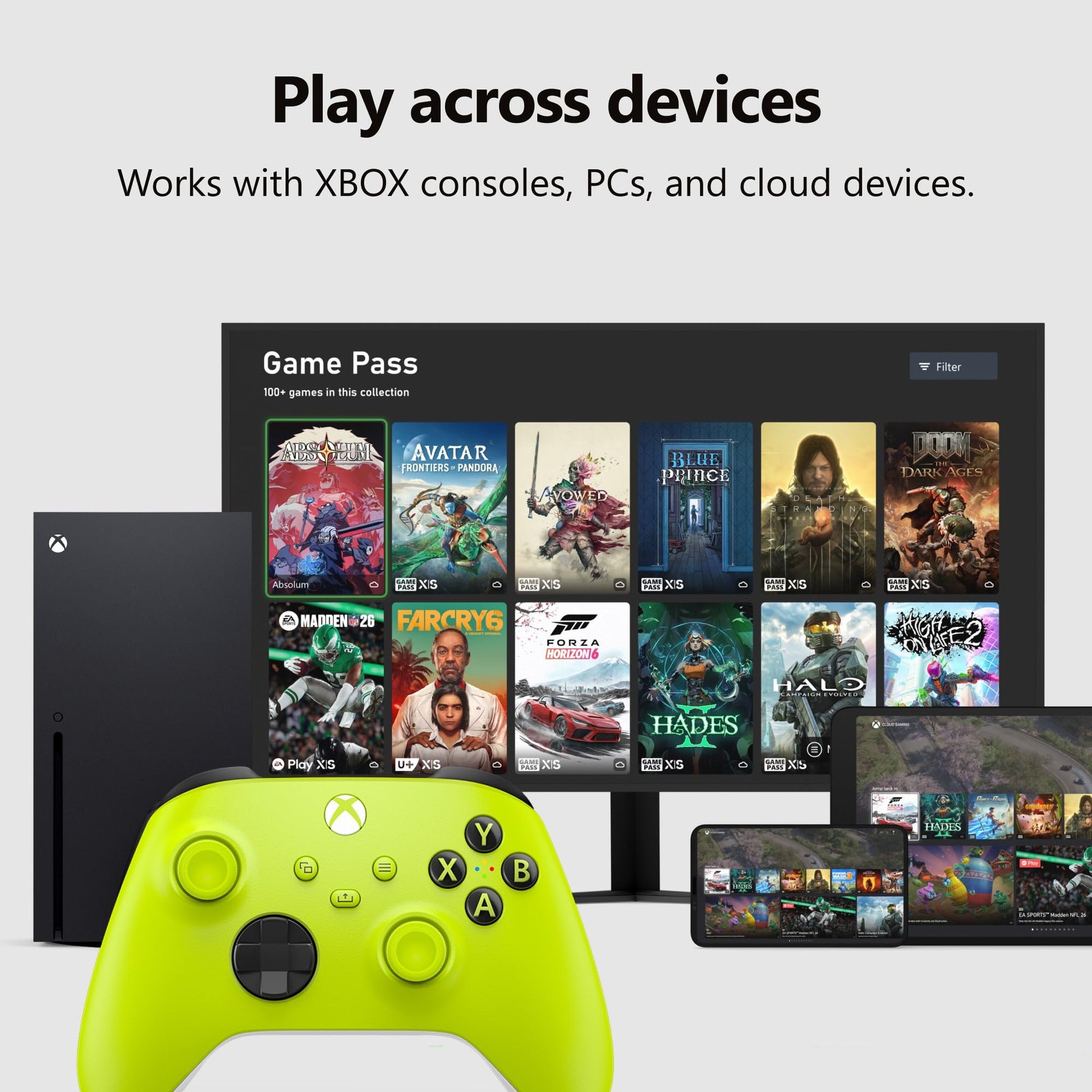 XBOX Core Wireless Gaming Controller – Electric Volt – XBOX Series X|S, XBOX One, Windows PC, Android, and iOS - Electric Volt Controller Edition
