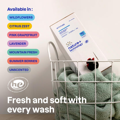 ATTITUDE Liquid Laundry Detergent Refill, EWG Verified, HE Compatible, Plant-Based & Vegan, Natural Laundry Soap, Made in Canada, Lavender Scent, 160 Loads, 4 Liters