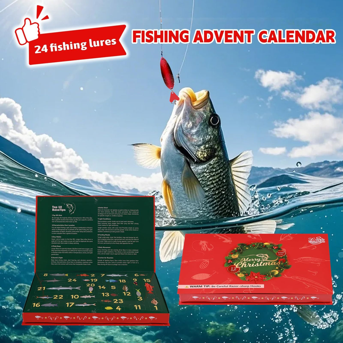 Advent Calendar 2026 Fishing Christmas Countdown, 24 Days Fishing Advent Calendar Fishing Tackle Lures Surprise Gifts for Adult Men Teen Boys 🍁 All In One Marketplace Canada