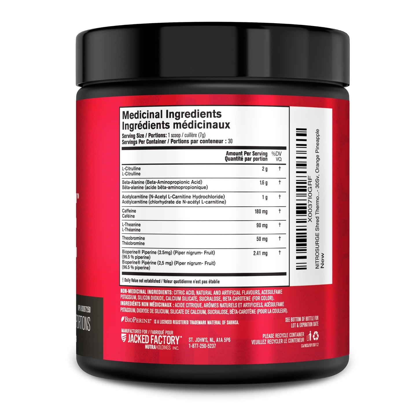 NITROSURGE Shred Thermogenic Pre Workout Supplement - Energy Booster, Instant Strength Gains, Sharp Focus, Powerful Pumps - Nitric Oxide Booster & PreWorkout Powder - 30Sv, Orange Pineapple - Available at All In One Marketplace Canada
