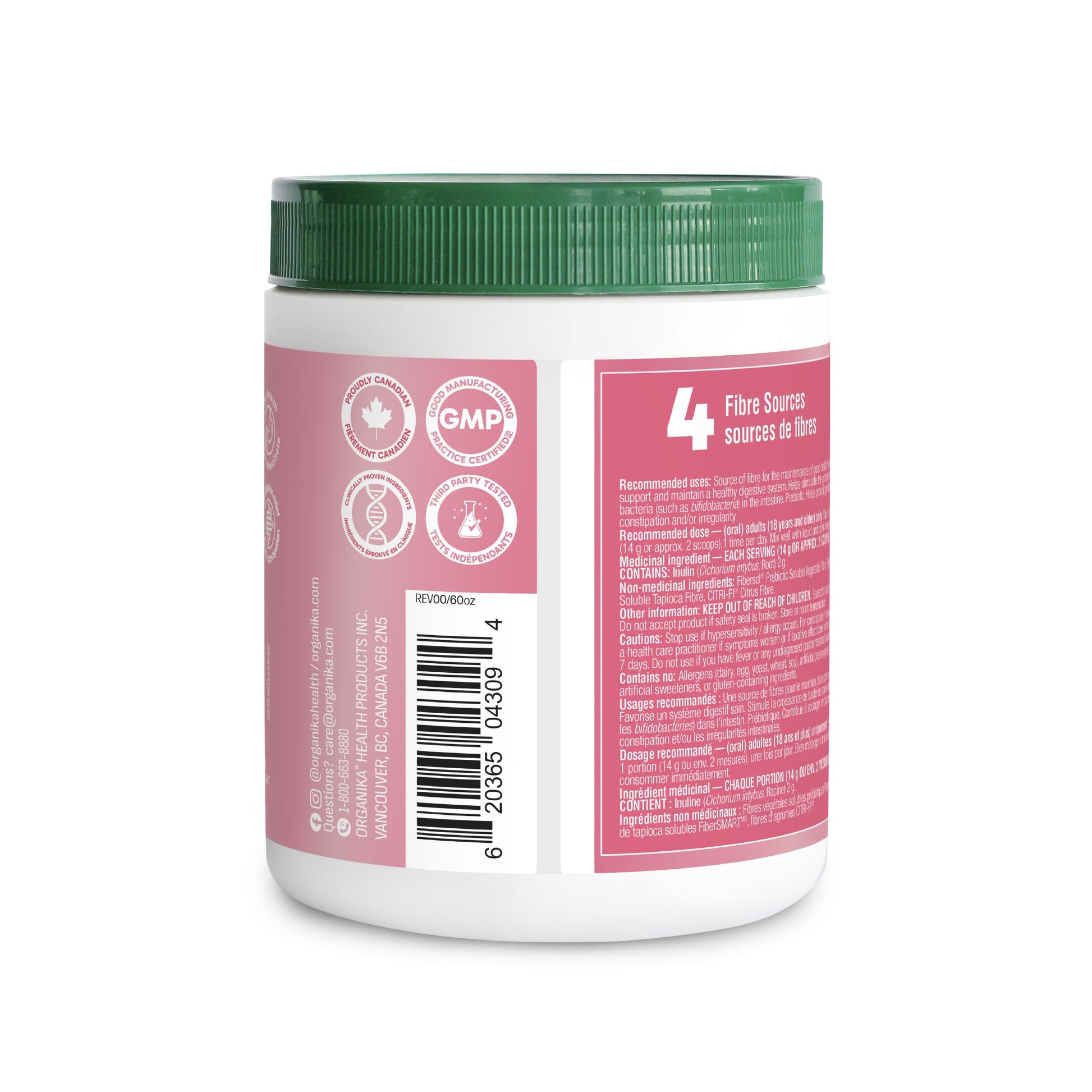 Organika Canadian-Made Belli Bliss Fibre | High Fibre Blend, 4 Diverse Sources of Fibre | Supports Digestive Health, Constipation Relief, Weight Control - Unflavoured, 420g - Available at All In One Marketplace Canada