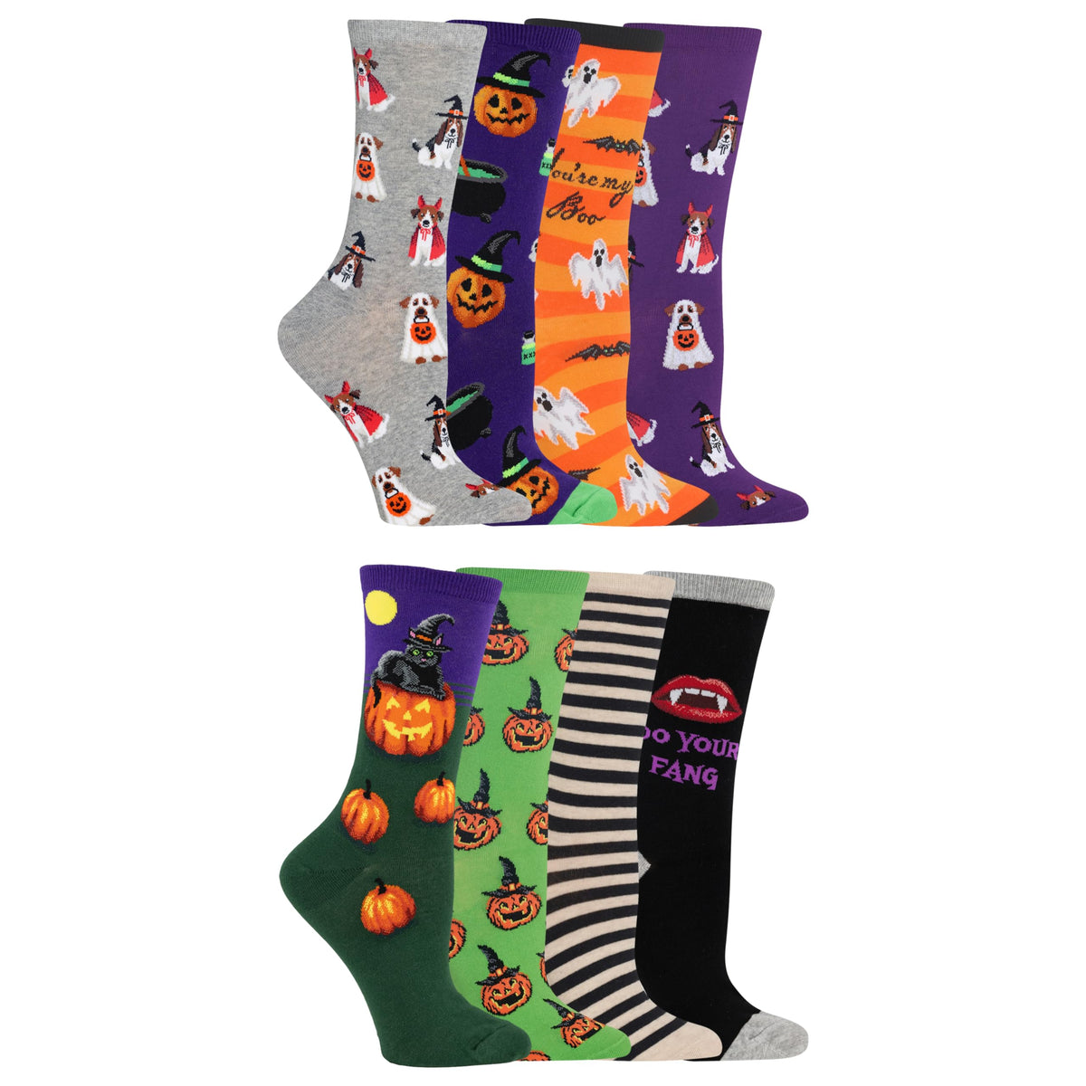 Chaussettes fantaisie pour femme Hot Sox - Paquet de 1 paire - Cadeaux mignons et amusants - Halloween et plus, Halloween (8 paires), 36-42