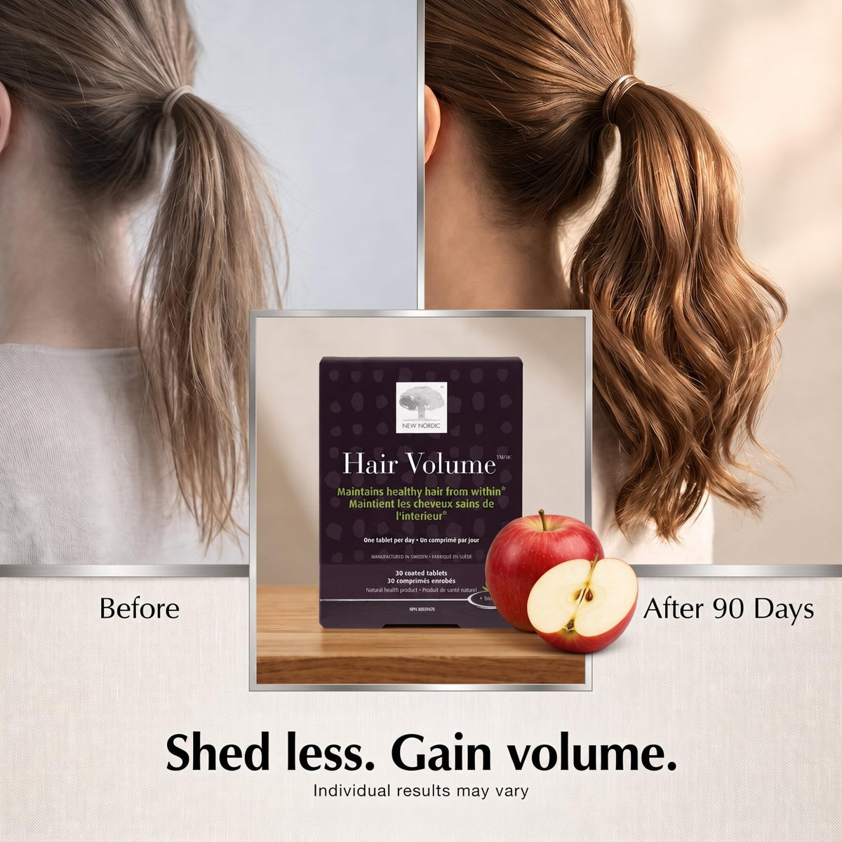 New Nordic Hair Volume Tablets, Plant-Based Formula, Biotin, 30 Day Supply