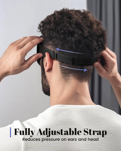 WAOAW Sleep Mask Travel Essentials - 3D Blackout Eye Mask for Sleeping - Soft Breathable Adjustable Light Blocking Eye Covers for Men and Women - Comfortable Night Mask for Travel Flight (Black)