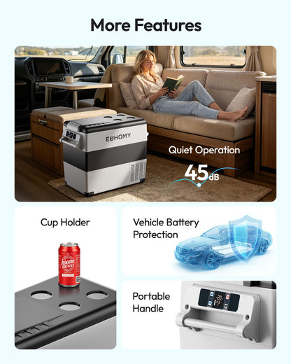 EUHOMY 12 Volt Refrigerator, 60QT(55L) Electric Cooler, 12V Fridge APP Control, 12V Cooler -4℉~68℉, Portable Freezer 12/24V DC 110-240V AC for Camping, Travel, Truck, Home 🍁 All In One Marketplace Canada