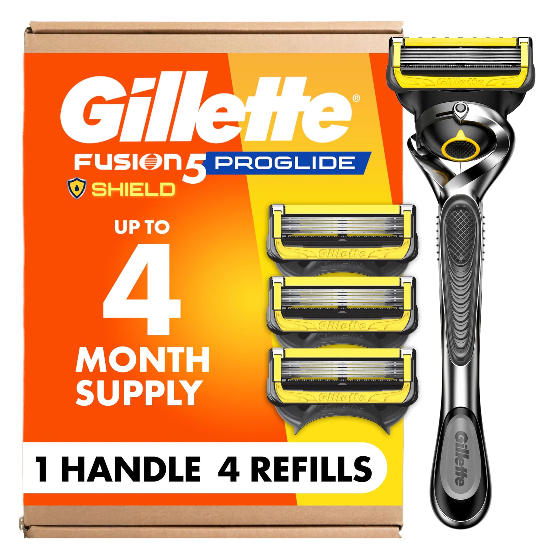 Gillette - ProGlide Shield Men's Razor, 1 Handle and 4 Refills Gillette