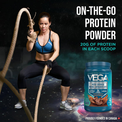 Vega Protein + Supergreens Vegan Plant Based Protein Powder – 20g Organic Pea Protein, Dairy-free, Healthy Breakfast Shake – Chocolate, 19 Servings, 618 grams (Pack of 1)
