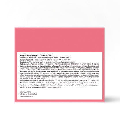 MEDIHEAL Collagen Firming Toner Pad – Korean Skincare, 98% Vegan Collagen with Retinol & 7 Peptides, Firming, Plumping & Wrinkle Care, Micro-Hole Fabric, 100 Pads