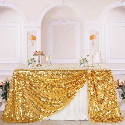 B-COOL Gold Sequin Tablecloth 50 x 102 Inch Payette Glitter Rectangle Table Cloth for Parties Wedding Birthday Halloween Fall Party Decoration