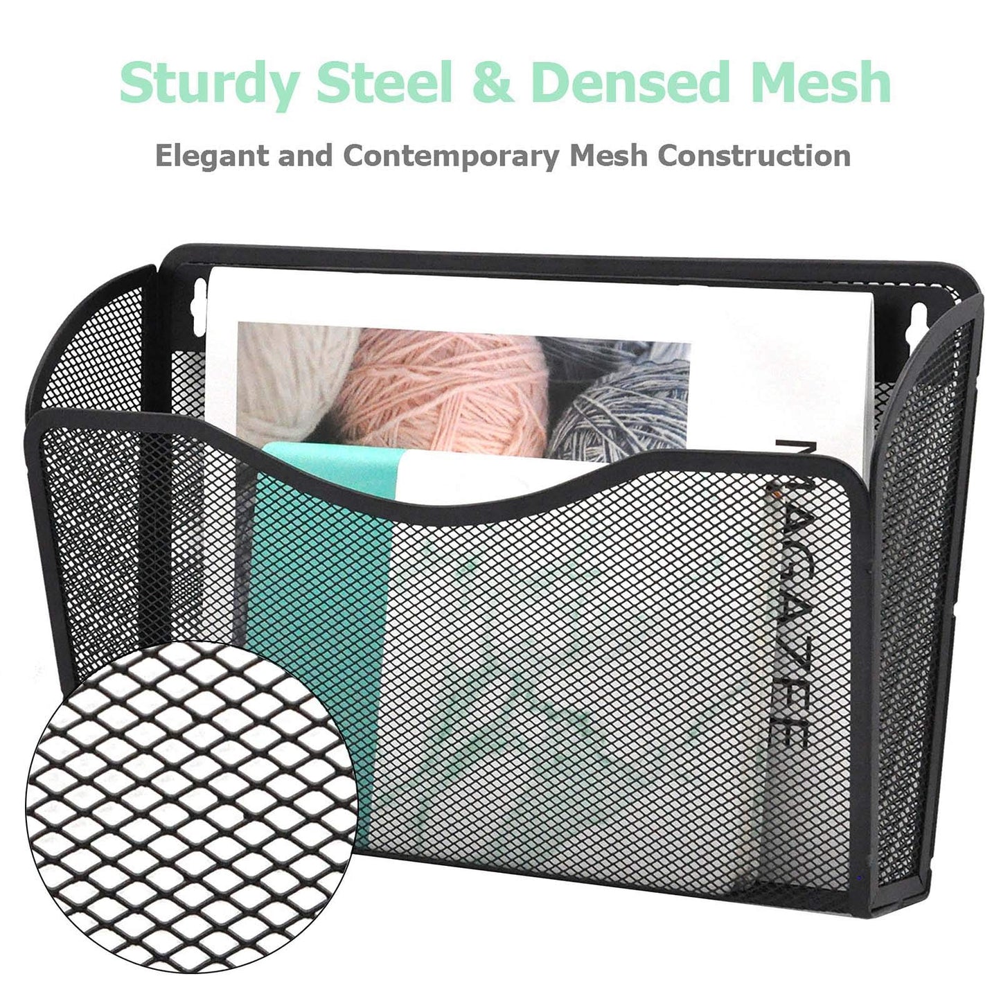 EASEPRES 3 Pack Mesh Wall Mounted File Holder Organizer Metal Hanging Vertical Paper Mails Rack Storage Wire Single Document Filling Holder Pocket for Office and Home, Black 🍁 All In One Marketplace Canada