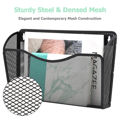 EASEPRES 3 Pack Mesh Wall Mounted File Holder Organizer Metal Hanging Vertical Paper Mails Rack Storage Wire Single Document Filling Holder Pocket for Office and Home, Black 🍁 All In One Marketplace Canada