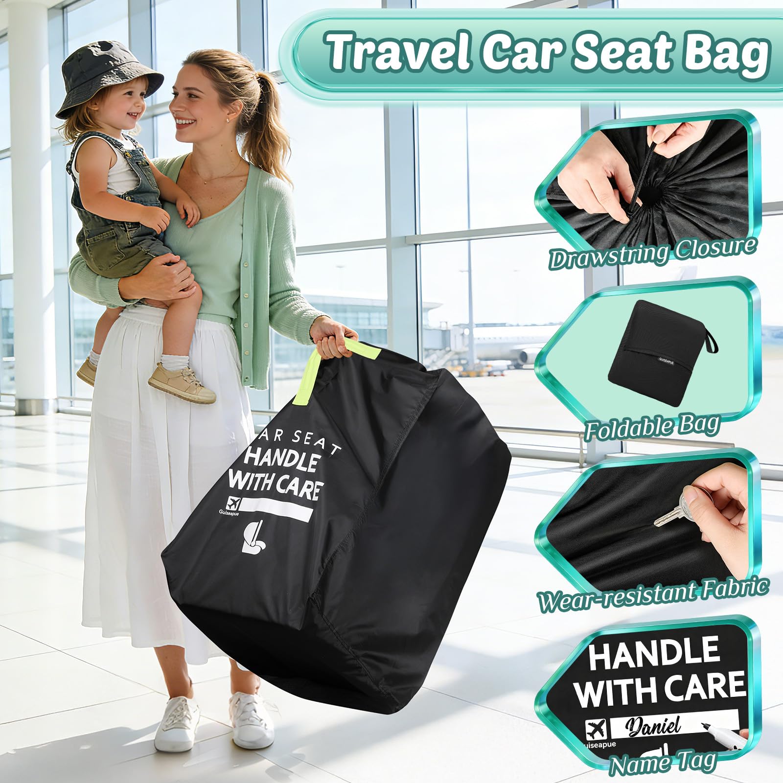 Car Seat Travel Bag: Carseat Travel Bag for Airplane Universal Fit Infant Carriers Booster Convertible Car Seats like Graco, Nuna, Doona, Cosco, Baby Travel Essentials for Flying, Gate & Baggage Check