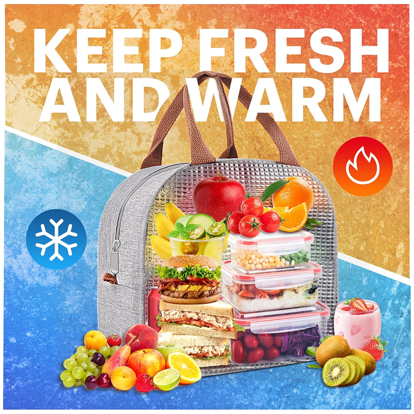 Lunch Bag for Women & Men Adult Insulated Lunch Box, Small Leakproof Cooler Food Lunch Containers Reusable High Capacity Lunch Tote Bags for Work, Travel, Outdoor - Available at All In One Marketplace Canada