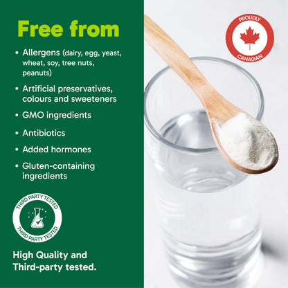 Organika Canadian-Made Enhanced Collagen Bone and Joint Powder - with Glucosamine, MSM, Chondroitin Sulfate, Vitamin D3 and K2 | Helps Restore Bone and Joint Health + Healthier Skin and Hair - 280g Organika