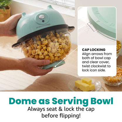 Elite Gourmet EPM330M Automatic Stirring Popcorn Maker Popper, Electric Hot Oil Machine with Measuring Cap & Built-in Reversible Serving Bowl, Great for Home Party Kids, ETL Approved, Mint, 3-Quart