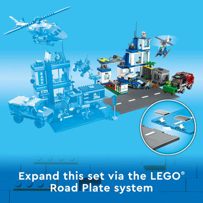 LEGO City Police Station with Van, Garbage Truck & Helicopter Toy 60316, Gifts for 6 Plus Year Old Kids, Boys & Girls with 5 Minifigures and Dog Toy