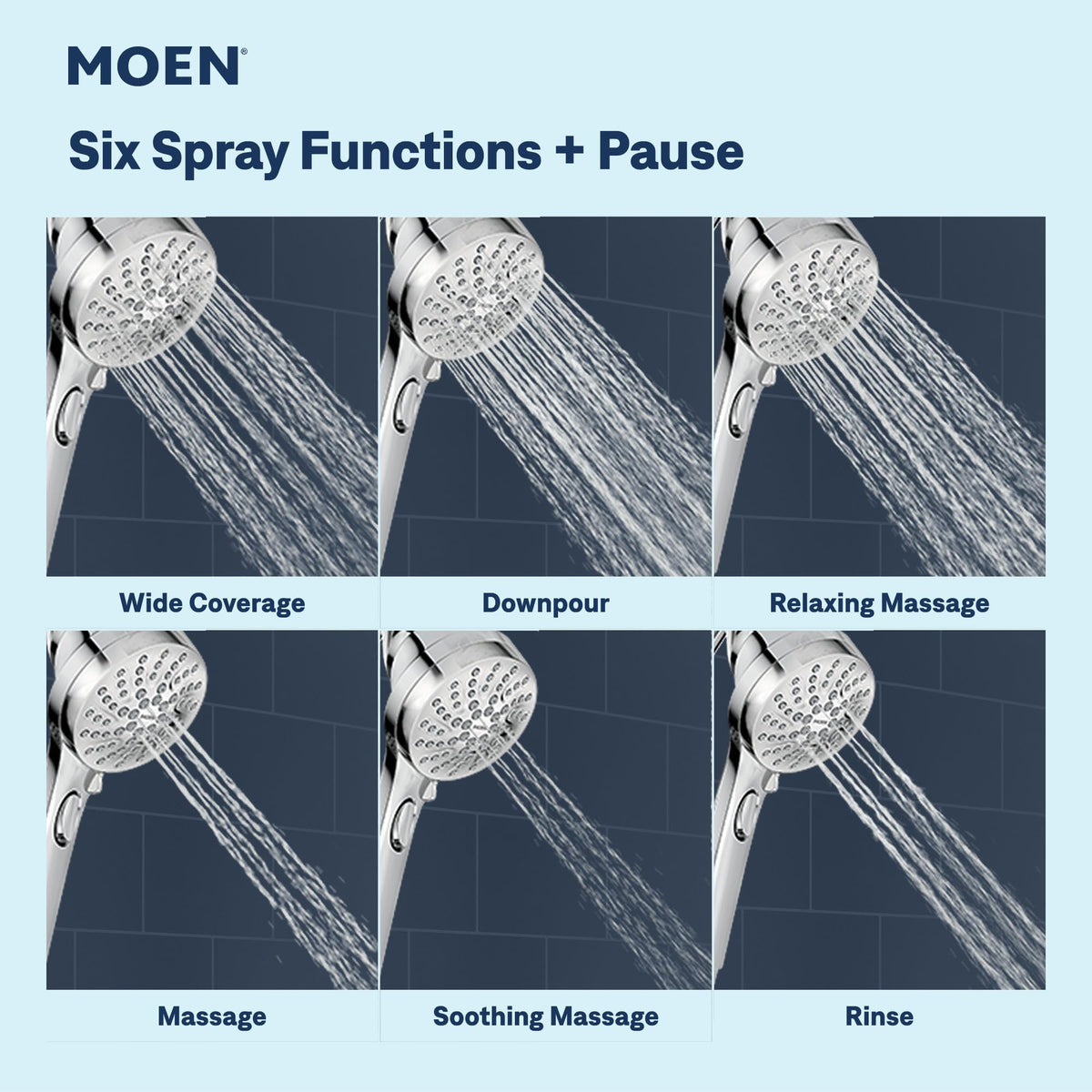 Moen 26100 Engage Magnetix 3.5-Inch Six-Function Handheld Showerhead with Magnetic Docking System, Chrome
