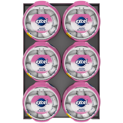EXCEL White, Bubblemint Flavoured Sugar Free Chewing Gum, 60 Pieces, 6 Bottles - Available at All In One Marketplace Canada