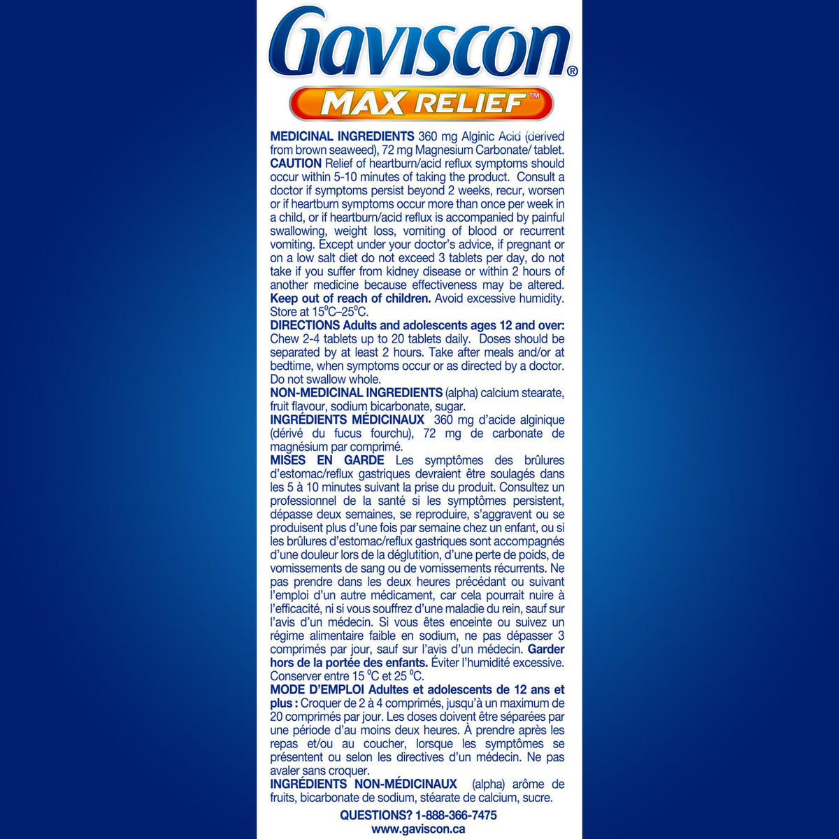 Gaviscon Max Relief Tablets - 100 Count - Chewable Foaming Antacid Tablets for Day and Night Heartburn Relief, Acid Reflux and GERD Relief, Berry Blend - Free of Aluminum, Lactose and Gluten