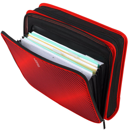 Five Star 2" Durable Zipper Binder, Includes 6 Pocket Expanding File, Red (72538)
