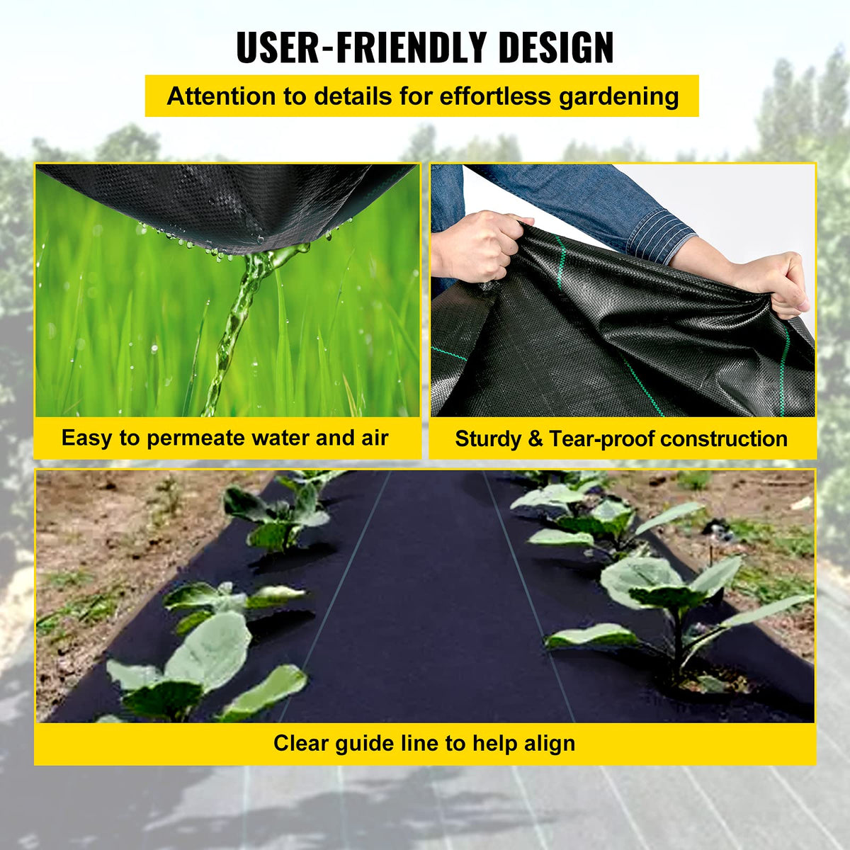 Happybuy Landscape Fabric Heavy Duty 5Oz Geotextile Fabric 3 x 50Ft Ground Cover Non Woven for Commercial Greenhouse Yard Garden Barrier Cloth Blocker Mat