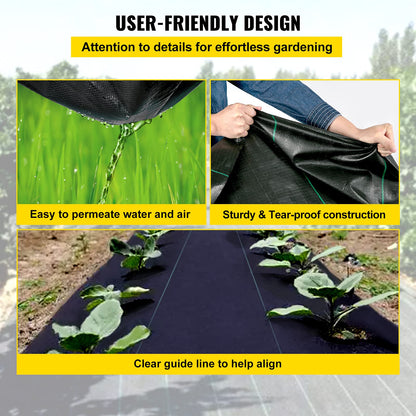 Happybuy Landscape Fabric Heavy Duty 5Oz Geotextile Fabric 3 x 50Ft Ground Cover Non Woven for Commercial Greenhouse Yard Garden Barrier Cloth Blocker Mat