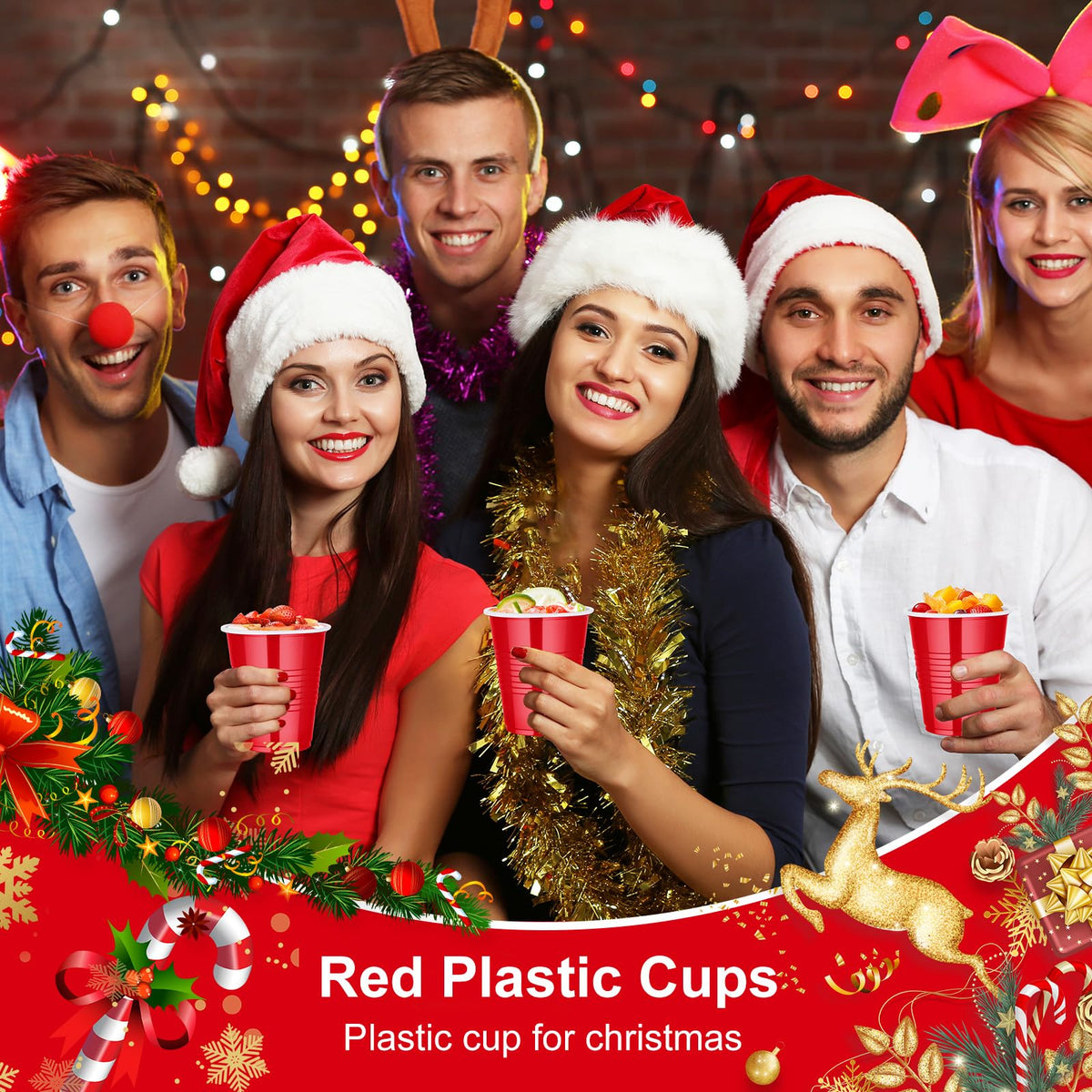 100 Pcs 12 Oz Red Plastic Cups, Disposable Party Cup for Christmas & Events 🍁 All In One Marketplace Canada