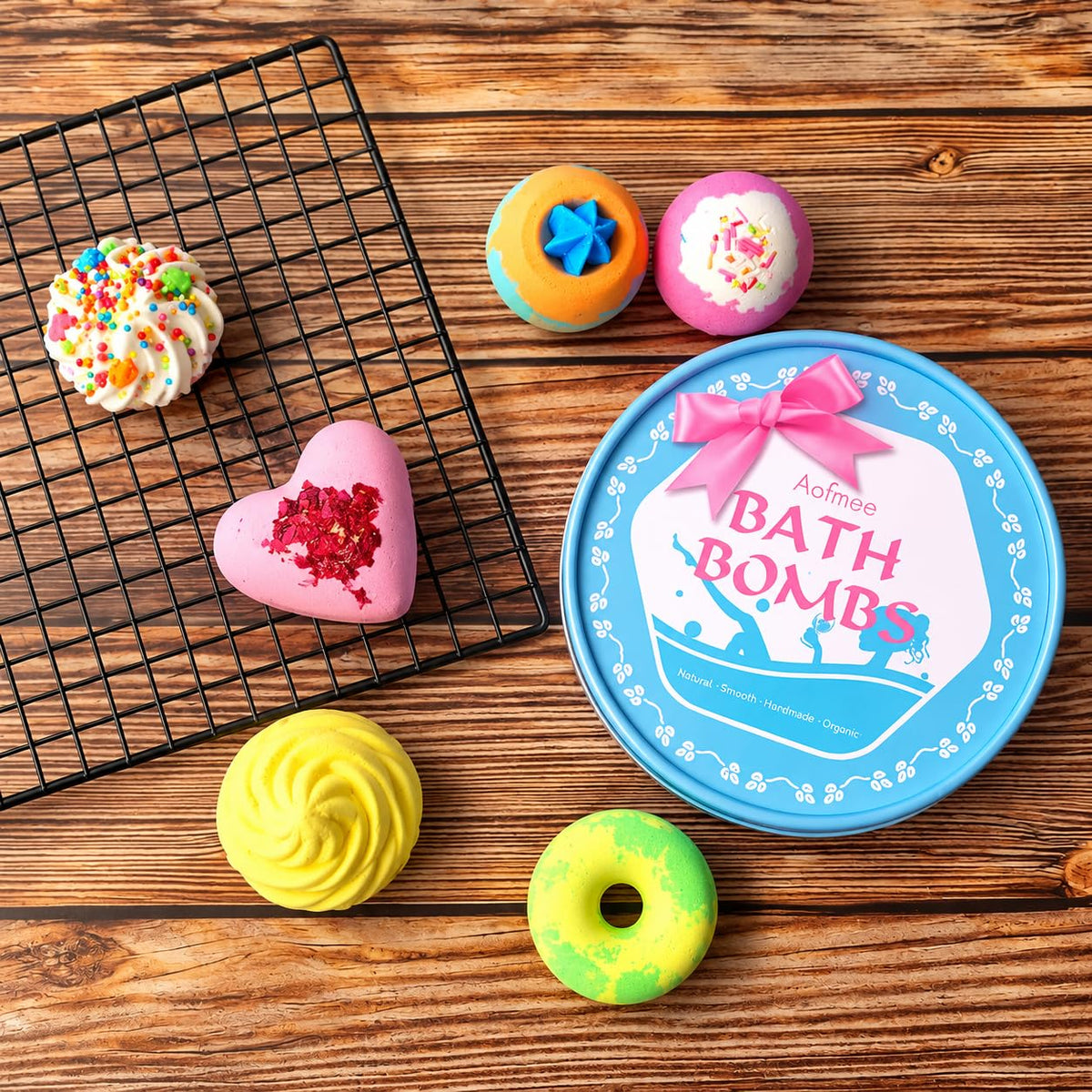 Aofmee Bath Bombs Gift Set, Handmade Bubble and Floating Fizzies Spa Kit, Shea and Cocoa Dry Skin Moisturize, Birthday Valentines Mothers Day Anniversary Christmas Gifts for Women, Mom, Her, Kids 🍁 All In One Marketplace Canada