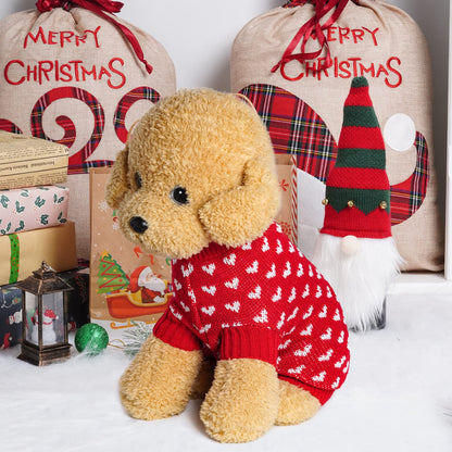 Dxhycc Dog Knitted Sweater Dog Heart Sweater Puppy Sweater Warm Soft Pet Holiday Clothes for Small Cats and Dogs (Red, S) 🍁 All In One Marketplace Canada