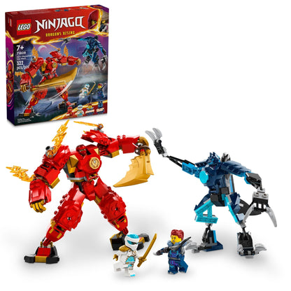 LEGO NINJAGO Kai’s Elemental Fire Mech Action Figure, Mini Ninja Toy for Kids with Customizable Red Ninja Figure Plus Kai and Zane Minifigures, Adventure Set for Boys and Girls Ages 7 and Up, 71808 LEGO