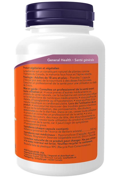 NOW Supplements, Berberine HCL 500 mg, Supports Glucose Metabolism, 90 Veg Capsules NOW