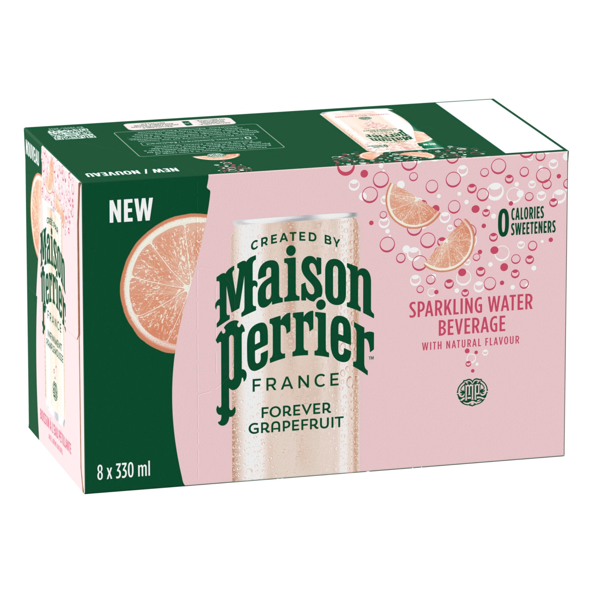 Maison Perrier Forever Grapefruit Sparkling Water – 24 Pack, 330ml Cans – Natural Flavor, Zero Calories, Sweeteners & Sodium