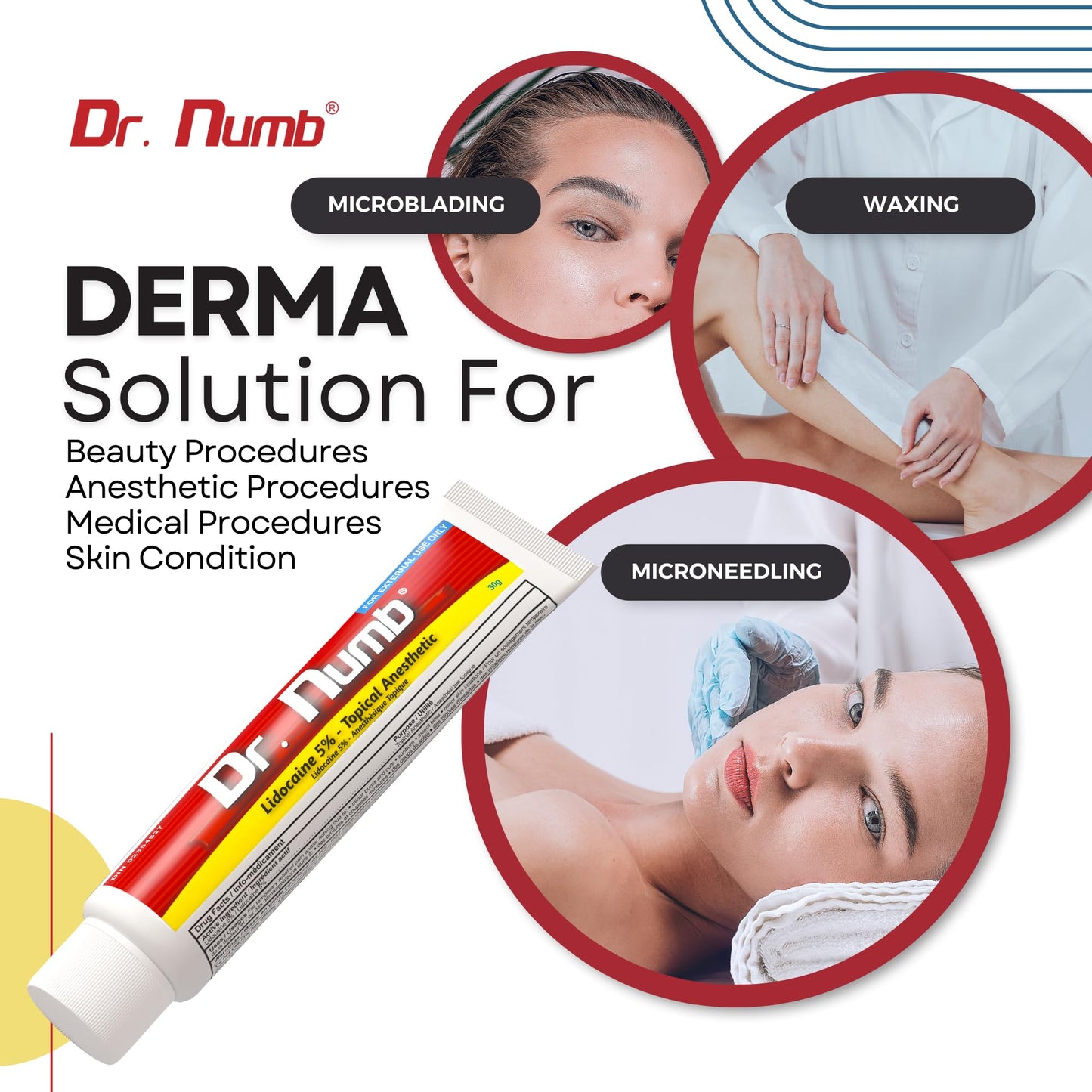 Dr. Numb Tattoo Numbing Cream 5% Lidocaine Extra Strength Topical Anesthetic Cream with Vitamin E, Fast-Acting Pain Relief for Tattoos, Piercing, Microneedling, Waxing, Injections – 30 g DR. NUMB