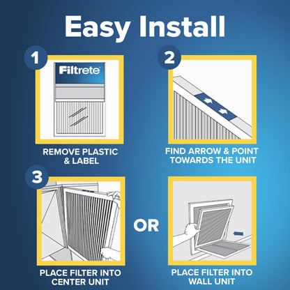 Filtrete 16x25x1 AC Furnace Air Filter, MERV 13, MPR 1900, Premium Allergen, Bacteria & Virus, 3-Month Pleated 1-Inch Electrostatic Air Cleaning Filter, 4-Pack (Actual Size 15.69 x 24.69 x 0.78 in) Filtrete