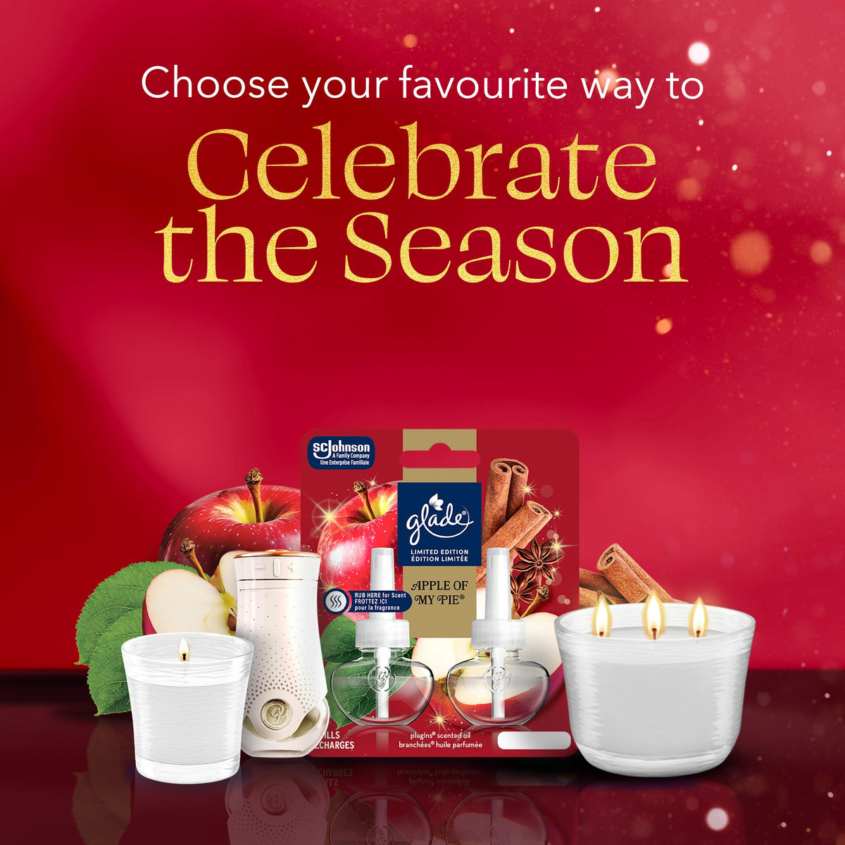 Glade Holiday PlugIns Scented Oil Air Freshener, Apple of my Pie, 5 Refills 🍁 All In One Marketplace Canada